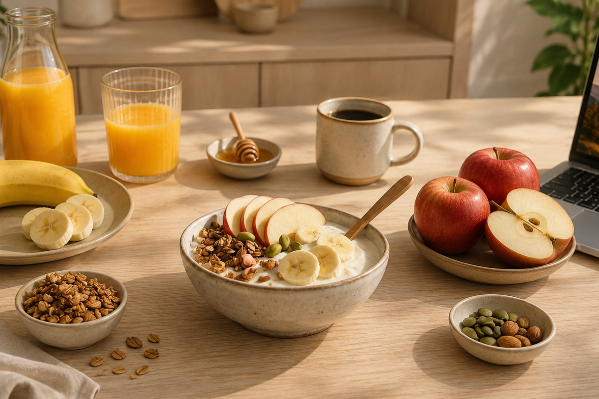 GRANOLA DE MANZANA, NUECES PECANAS Y PASAS CON CANELA