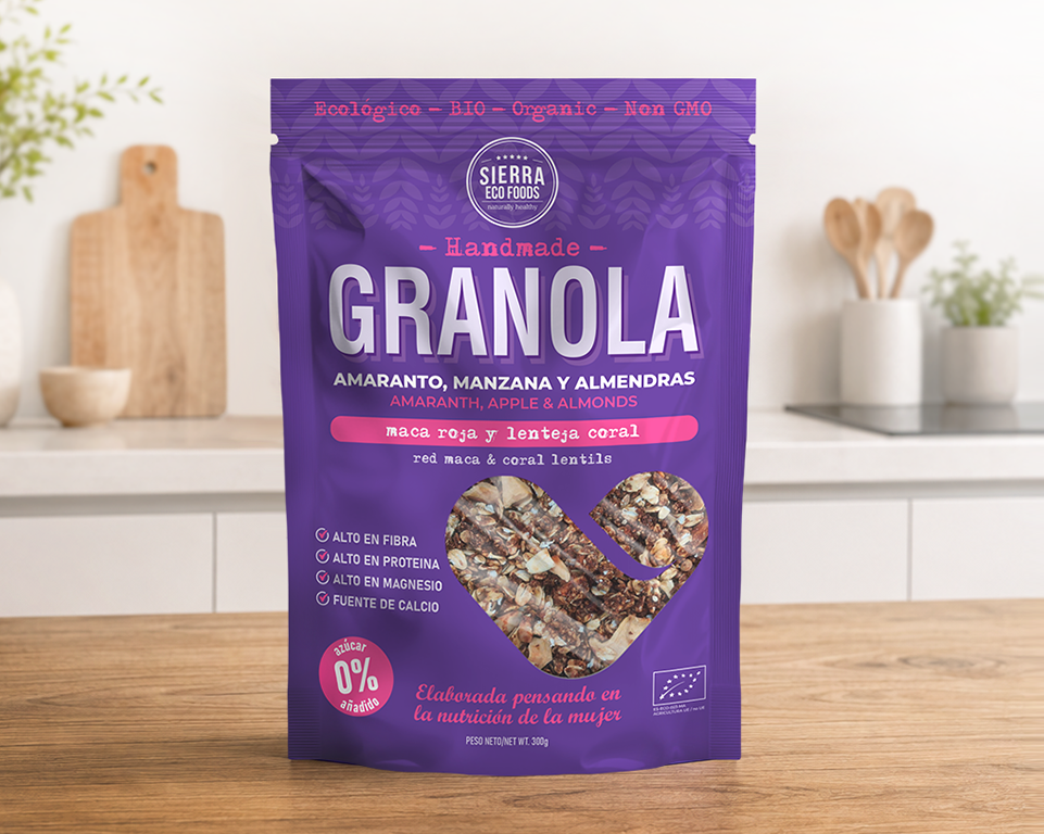 GRANOLA DE AMARANTO, MANZANA Y ALMENDRAS