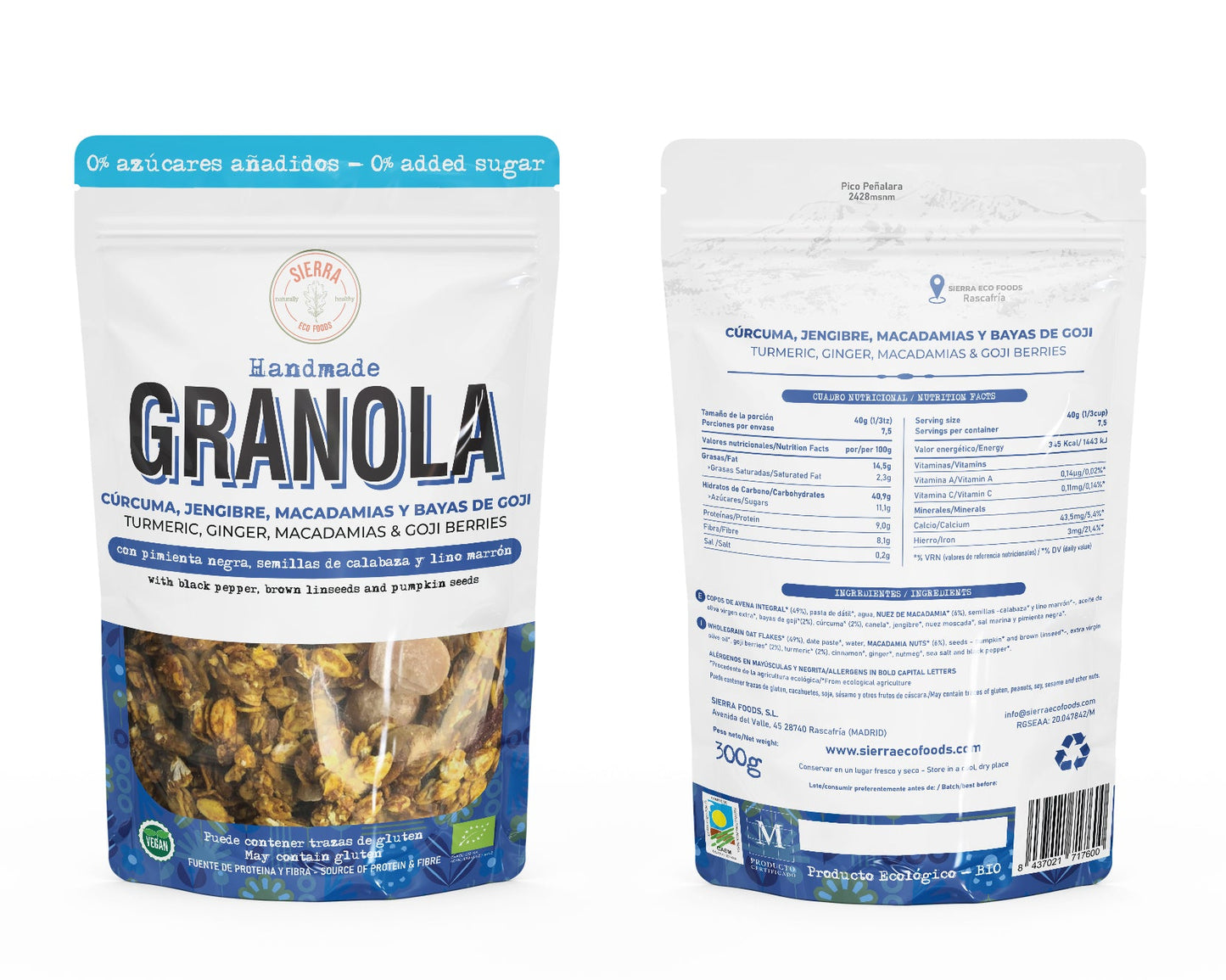 GRANOLA DE CÚRCUMA, JENGIBRE, MACADAMIAS Y BAYAS DE GOJI